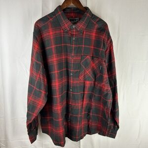Woolrich Shirt Men 2XL Black Red Plaid Flannel Cotton Button Up Workwear